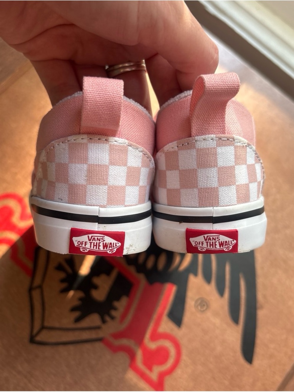 Kids Pink Checkerboard Slip-On Vans - Picture 3 of 6